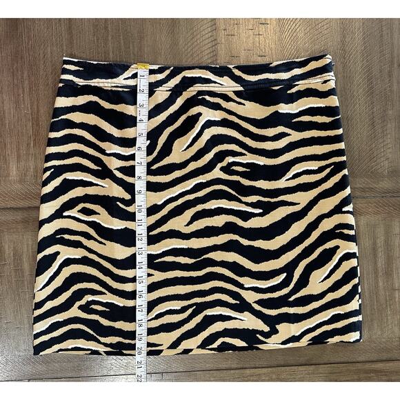 Talbots Straight Skirt Knee Length Tan Black Animal Print Zebra Tiger Size 14 - Picture 9 of 12